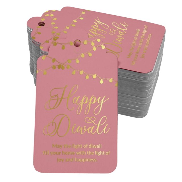 Inkdotpot Gold Foil Paper Hang Tags Happy Diwali Favor Tags 50 Pack