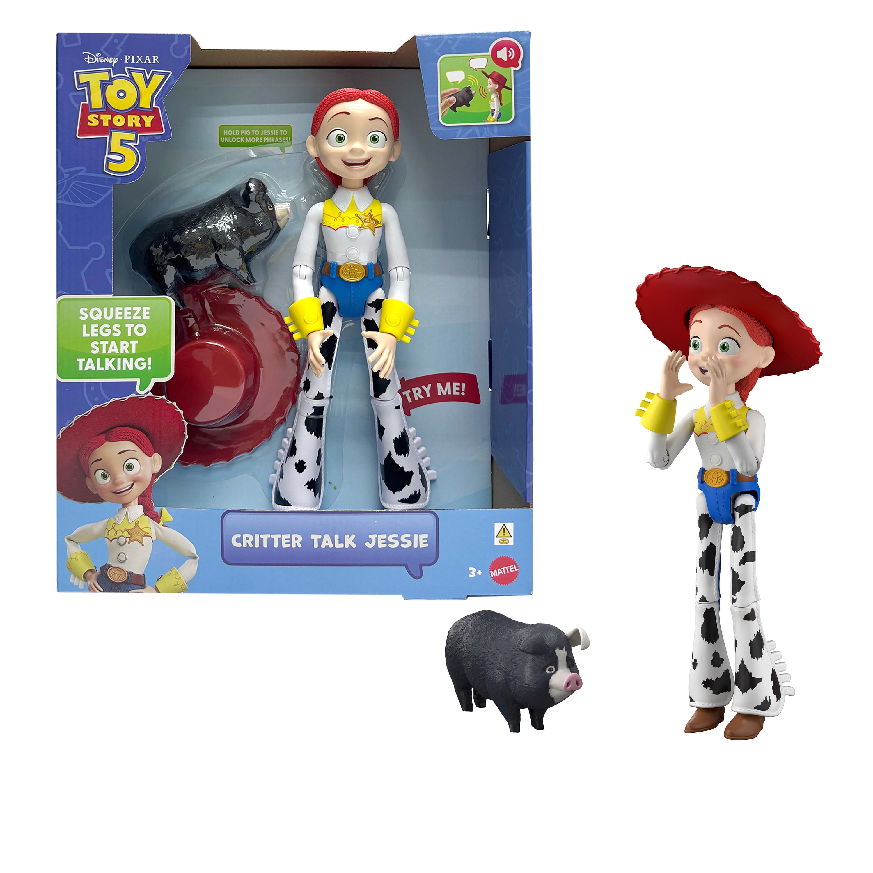 Figurine articulée de Jessie et son compagnon bavard JD le cochon Histoire de jouets 5 Disney et Pixar de 30,5 cm, 35 sons