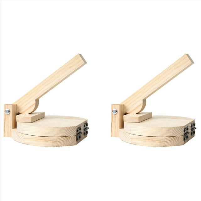 2X Wood Tortilla Press Dumpling Skin Maker Presser Chapati Roti Taco Corn Maker Pressing Kitchen Gadget Accessories,2 x Pressing Tools