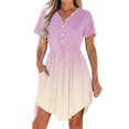 thumbnail image 2 of LOVZFMLL Robe d'Été Décontractée pour Femme à Manches Courtes, Col en V, Boutonnée, Robe de Plage pour Vacances et Voyages avec Poches, Jaune, G, 2 of 9