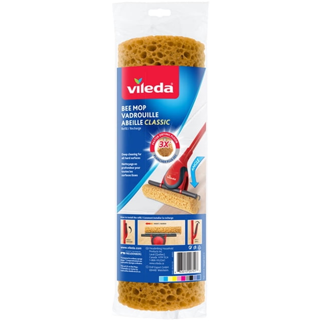 Vileda Bee Mop Classic Sponge Refill - Roller Mop, Fast Drying Floors