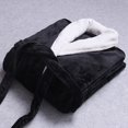 thumbnail image 4 of HBFAGFB Mens Bathrobe Plush Pajama Long Sleeves Softness Warm Flannel Robe with Pockets Black Size L, 4 of 9