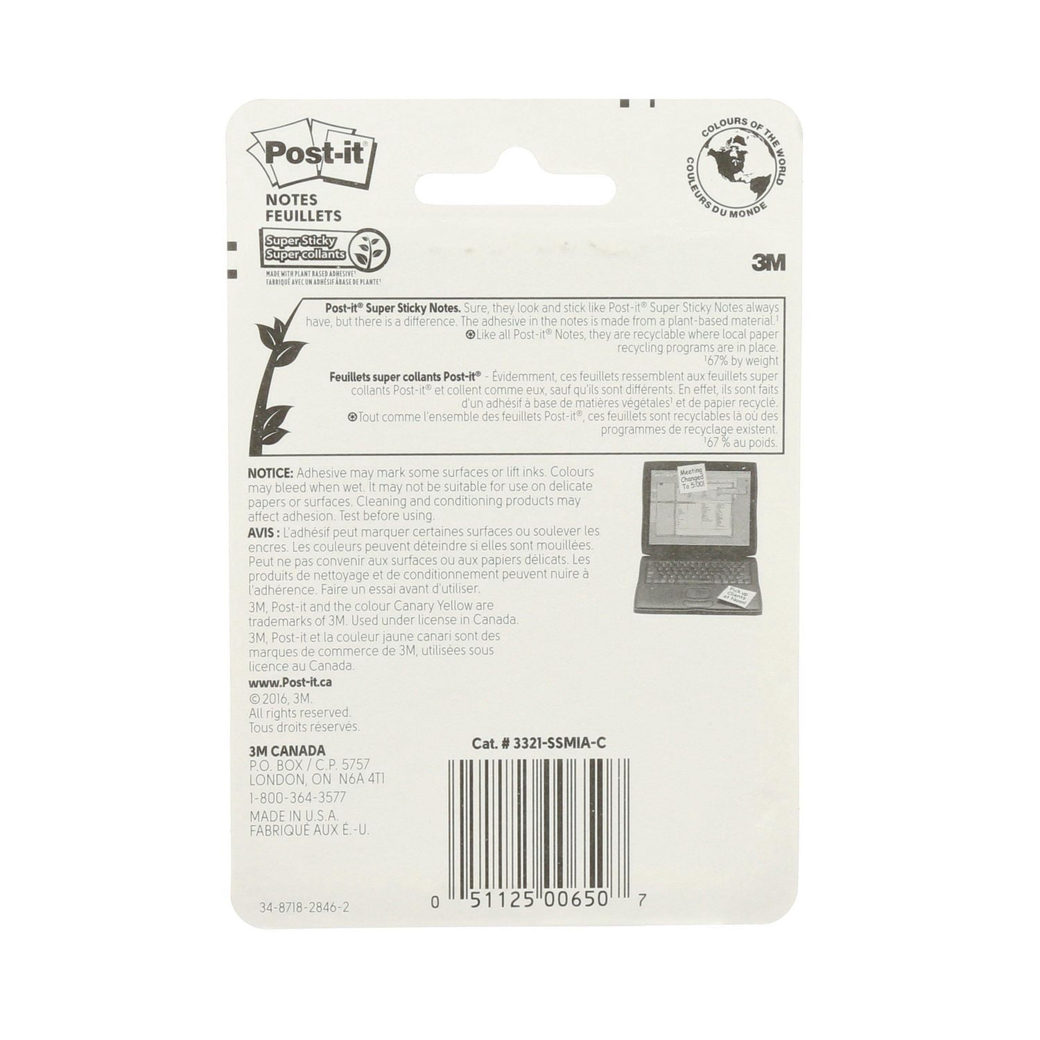 Feuillets super collants Post-it®, collection Miami, 7,6 cm x 7,6 cm (3 po x 3 po)