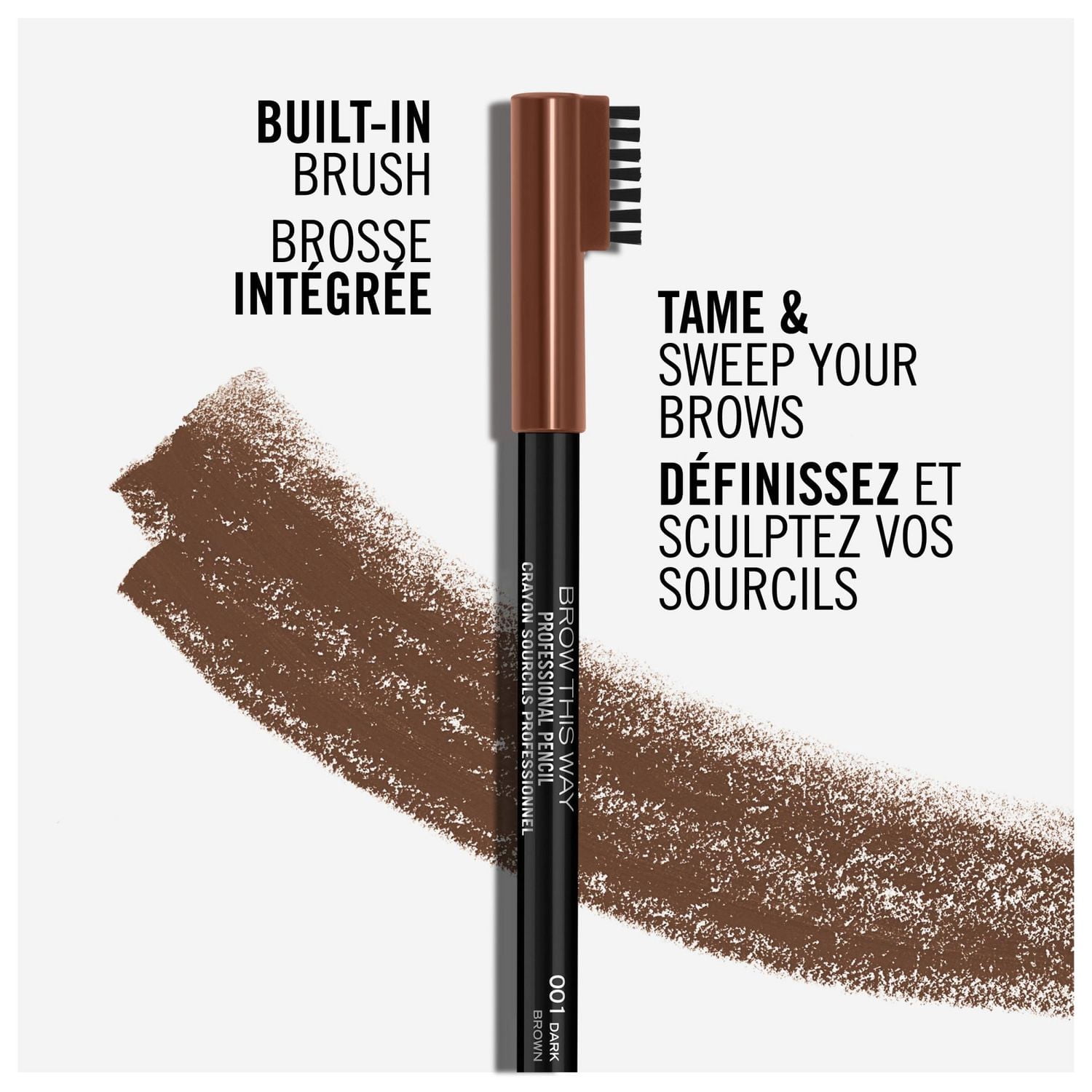 Rimmel Crayon Professionnel Brow This Way, Sourcils Naturels, Crayon 2 En 1 Avec Brosse Intégrée, 100% Sans Cruauté