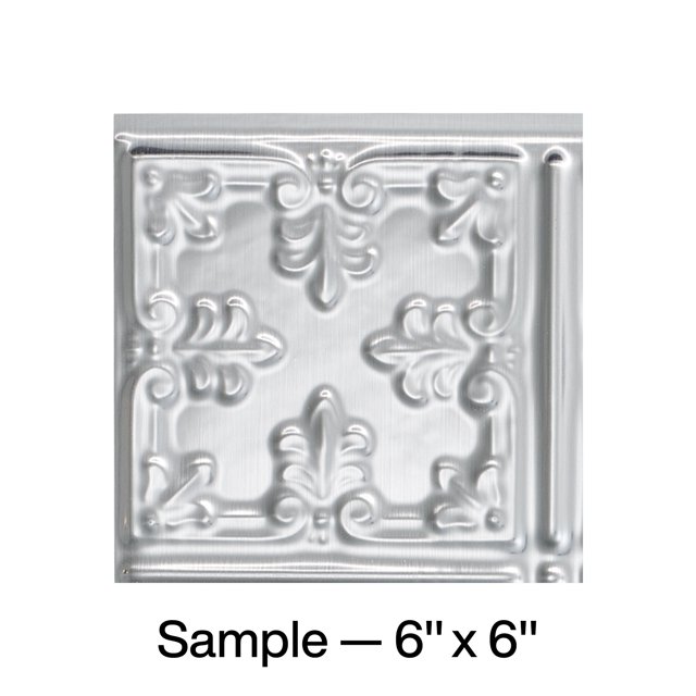 Fasade Traditional Style 10 Decorative Vinyl Backsplash Panel Brushed Aluminum 6x6 Inch Sample