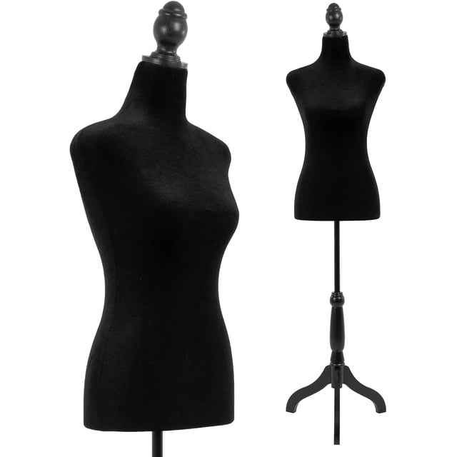 FDW Female Mannequin Dress Form, Adjustable Height 49.6-63.4 Inch, High Density Foam, Black