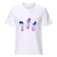 thumbnail image 4 of Pompotops Femmes Filles Grande Taille Chemise à Imprimé Plume Manches Courtes T-Shirt Blouse Hauts, 4 of 7