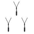 thumbnail image 1 of Transemion Handmade Clear Quartz Crystal Necklace Energy And Elegance Master StoneAdjustable Obsidian 3Set, 1 of 6