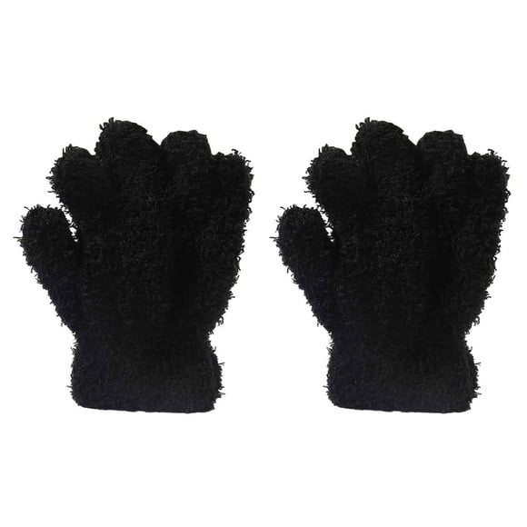 1 Paire de Gants d'Hiver Unisexes en Molleton Corail Épais Doux Élastiques à Doigts Complets Couleur Unie Grande Friction Antidérapants Thermiques pour Ski et Patinage en Plein Air