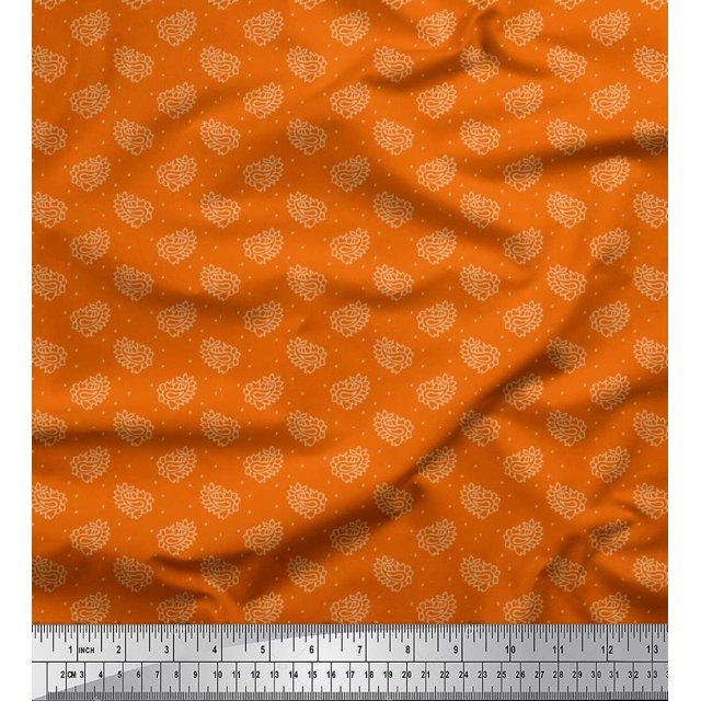Soimoi Poly Georgette Fabric Dot & Paisley Print Fabric by the Yard 52 Inch Wide