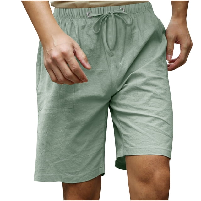Mens Shorts, Mens Summer Leisure Sports Elastic Waist Solid Color Drawstring Pocket Shorts