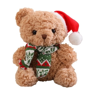 Eoozwa Christmas Teddy Bear Stuffed Animals, 9″ Teddy Bear Plush Toy with Hat Birthday Xmas Valentine's Day Gifts for Kids Girlfriend