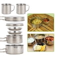 thumbnail image 3 of Outdoor Camping Cookware Mess Kit 8PCS Stainless Steel Cooking Pot and Pan Set with Plates Cups for Outdoor Camping Hiking Backpacking, 3 of 7