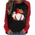 thumbnail image 1 of RKSTN Chandail pour Femmes de Noël à Col Rond, Chandail Imprimé du Père Noël, Manches Longues, Blouse Régulière à Empiècements, 1 of 5