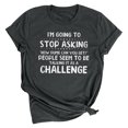 thumbnail image 2 of RXIRUCGD Hauts de Sortie pour Femmes Mode Été Décontracté Col Rond Imprimé Lettre Manches Courtes T-Shirt Chemises Femmes Gris Foncé, 2 of 8
