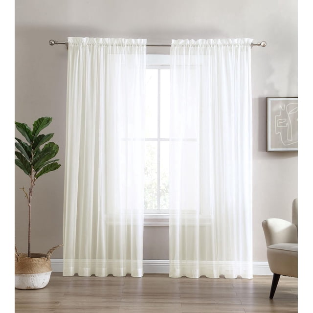 Panneau de fenêtre transparent, rideau - Paquet de 2