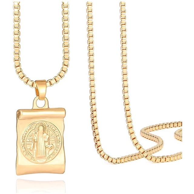 Collier Pendentif en Or 18K Médaillon Trombone Chian Ras-du-Cou Superposition Bijoux pour Femmes Filles (Style 7)