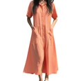 thumbnail image 2 of Ovzne Robes pour Femmes 2025 Robe Femme Décontractée à Manches Courtes avec Poche Long Cardigan Robe Chemise Multicolore Robe d'Été à Manches Courtes Liquidation, 2 of 6