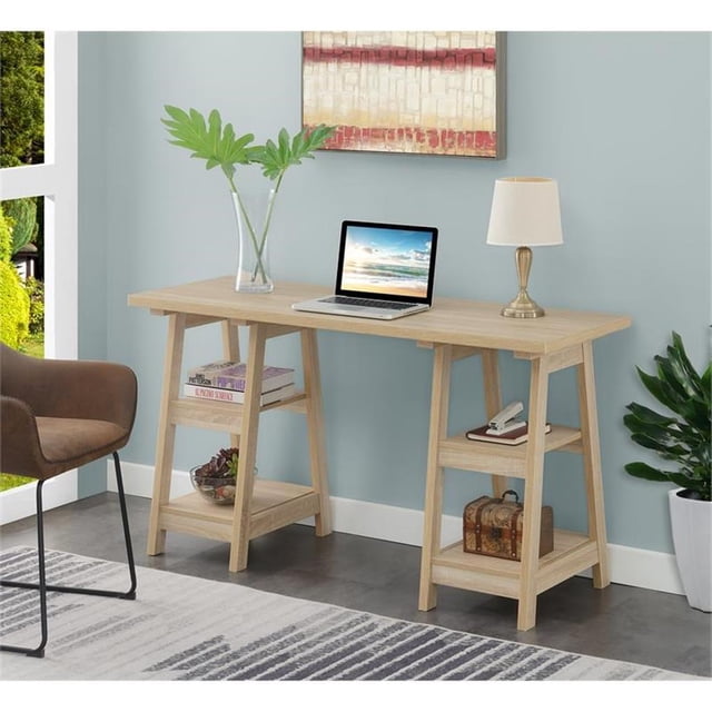 Convenience Concepts Designs2Go Bureau Tréteau Double, Fini Bois Naturel