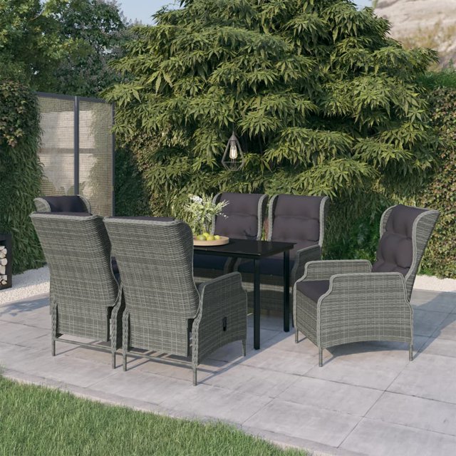 vidaXL Ensemble de Salle à Manger de Jardin 7 Pcs Gris Clair
