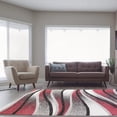 thumbnail image 3 of Waves Pattern Abstract Area Rug Carpet in Ivory Red Grey, 3x5 (2'7" x 4'11", 80cm x 150cm), 3 of 5