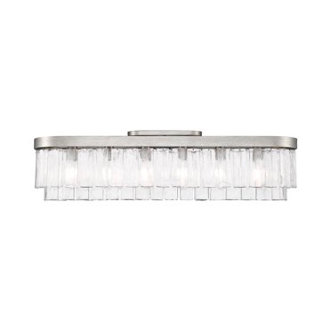 Ciara Support de Rinçage 6 Lumières en Argent Péruvien avec Verre Martelé