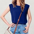 thumbnail image 2 of cfhntfmh Hauts d'Été pour Femmes Décontractés à Col Rond T-Shirts Basiques Unis Confortables Amples à Manches Courtes Chemises de Plage pour Vacances, 2 of 3