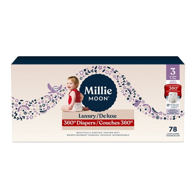 Millie Moon Luxury 360 Diapers, Size 3, 78 Count