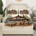 thumbnail image 4 of YST 4Pcs Rustic Cabin Sheet Set King Size, Lodge Country Style Bed Sheets Set Western Home Decor for All Season, 1 Fitted Sheet 1 Flat Sheet 2 Pillowcases, 4 of 6