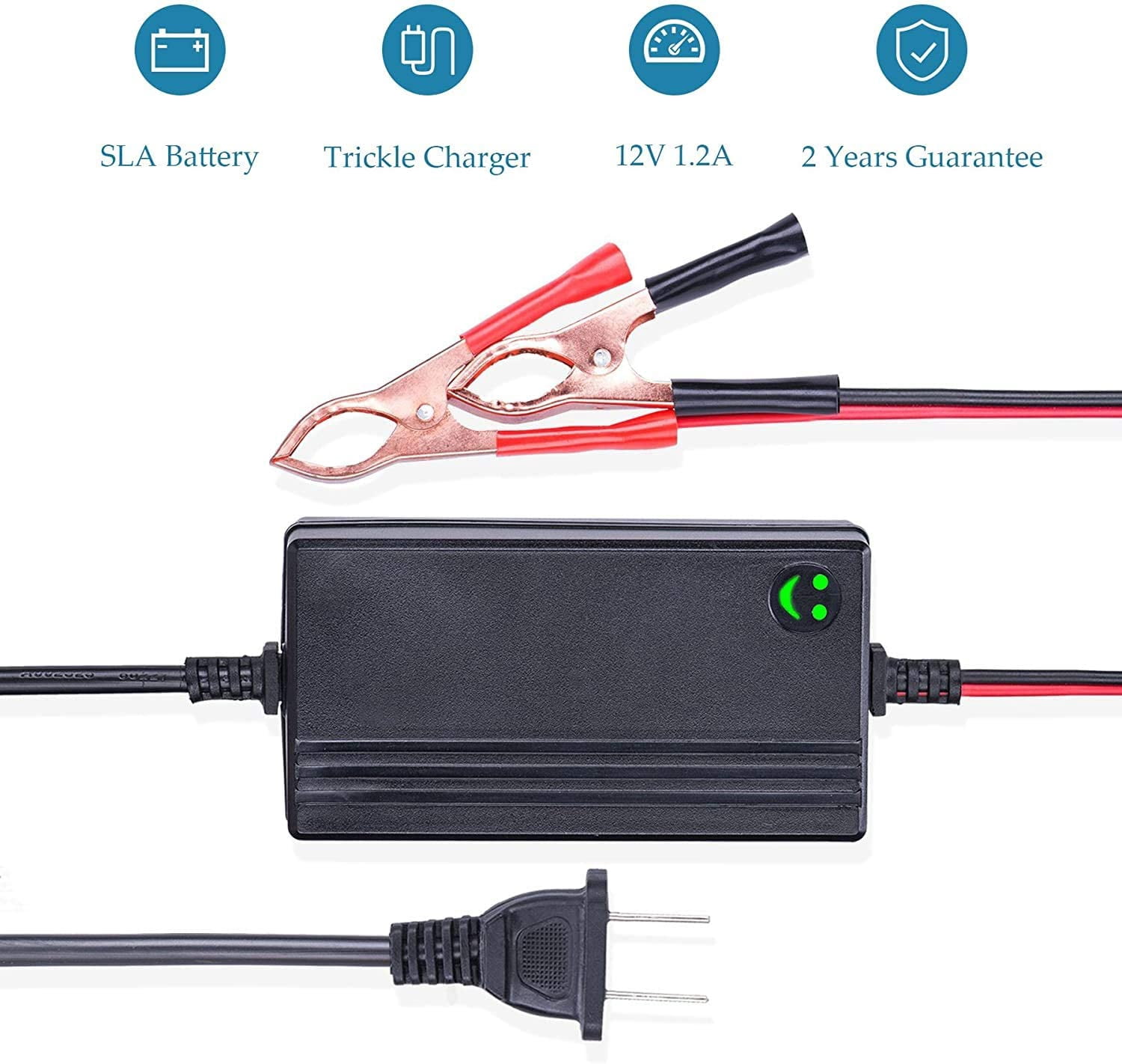 1-Pack Auto Battery Charger and Maintainer - For Automotive, Car, Motorcycle, Lawn Mower