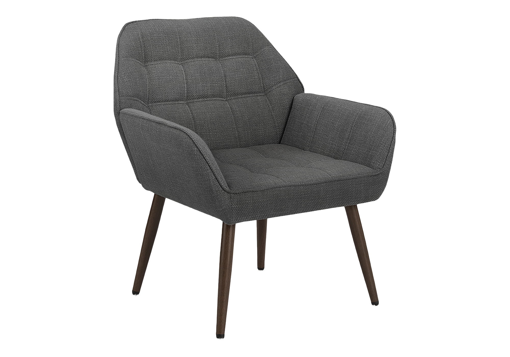 Monarch Specialties - Accent Chair, 29"H, Upholstered, Living Room, Light Grey Fabric, Walnut Metal Legs, Contemporary, Modern