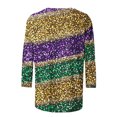 thumbnail image 4 of Penkiiy T-shirt Blouse Décontractée à Manches 3/4 et Col Rond pour Femmes, Impression Mode Mardi Gras, 4TG Multicolore, 4 of 5