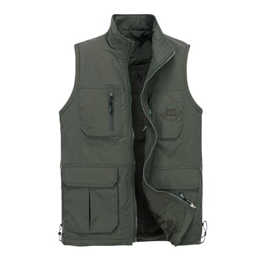HWRETIE Gilet Extérieur pour Homme à Fermeture Éclair à Multiples Poches Gilet Utilitaire Léger Veste Décontractée de Pêche Randonnée Tenue de Travail