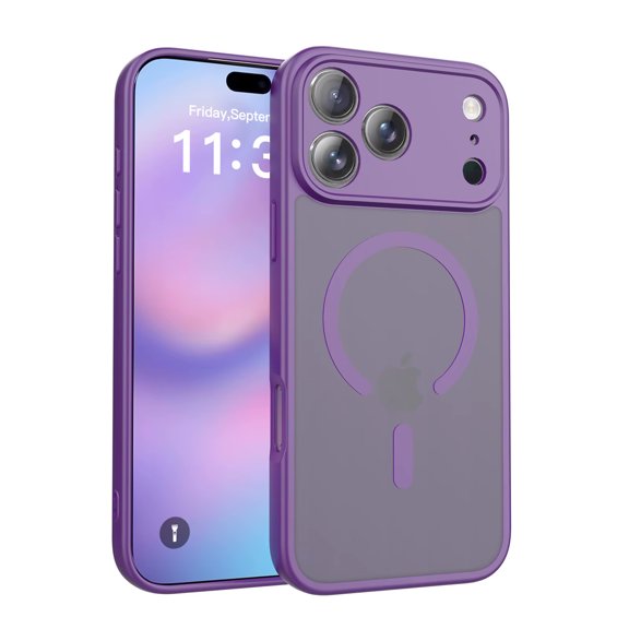 [PST] Étui pour iPhone 17 Pro Max, Étui Arrière Hybride en Silicone Mat avec Aimant (Compatible MagSafe)