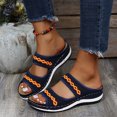 thumbnail image 2 of CEHVOM Chaussures pour Femmes Tricot Crochet Fleur Confortable Talon Compensé Sandales, 2 of 9