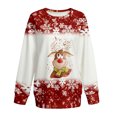 thumbnail image 4 of Hauts d'Entraînement pour Femmes, T-shirt de Noël à Manches Longues, Col Rond, Décontracté, Imprimé Élan, en Liquidation, 4 of 5