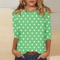 thumbnail image 2 of Lenpel T-Shirts pour Femmes Grande Taille Décontractés à Manches 3/4, Col Ras du Cou, T-Shirts Imprimés, Hauts, Tuniques de Printemps Été, 2 of 5