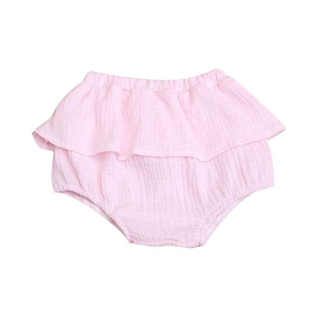 Dresses For Girls Linen Blended Cute Flower Triangle Culottes Solid Girls Dress Pink -
