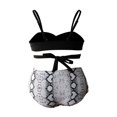 thumbnail image 5 of Female Two-Piece Bathing Suit  Spaghetti Strap Bikini Tops Leopard Print Bikini Panties Swimsuits Yellow L, 5 of 5
