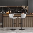 thumbnail image 1 of Walsunny Adjustable Bar Stools Set of 2 Leather Upholstered Swivel Counter Stools Counter Height Bar Stools with Large Base, Room Bar, Beige, 1 of 5