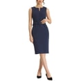 thumbnail image 1 of INSPIRE CHIC Robe Midi Élégante Sans Manches pour le Travail pour Femme, Col Rond, Moulante, Fourreau, m Bleu Marine Foncé, 1 of 5
