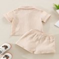 thumbnail image 3 of Baby Boy Cotton Linen Clothes Set Summer Casual Solid Color Short Sleeve Button Shirt With Pocket+Shorts Outfits, 3 of 9