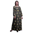 thumbnail image 1 of Bimba Robe Maxi à Manches Longues pour Femmes en Georgette Mousse avec Papillons et Papillons Imprimés, Taille Élastique - Très Petit, 1 of 5