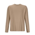 thumbnail image 3 of HAiming Men's Long Sleeve Shirts Casual Solid Color Round Neck Pullover Base Tops Plus Size Soft Pajamas Loungewear, 3 of 5