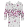 thumbnail image 4 of HKEJIAOI Hauts à Manches 3/4 en Polyester pour Femme Imprimé Graphique Hauts pour Femme 2023 Col Rond, 4 of 5