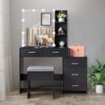 thumbnail image 3 of Ktaxon Lighted Makeup Vanity Table Set, Dressing Table with Sliding Mirror, Vanity Desk , Black, 3 of 10