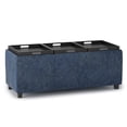 thumbnail image 3 of Simpli Home Avalon 42" Faux Leather Storage Ottoman in Denim Blue, 3 of 8
