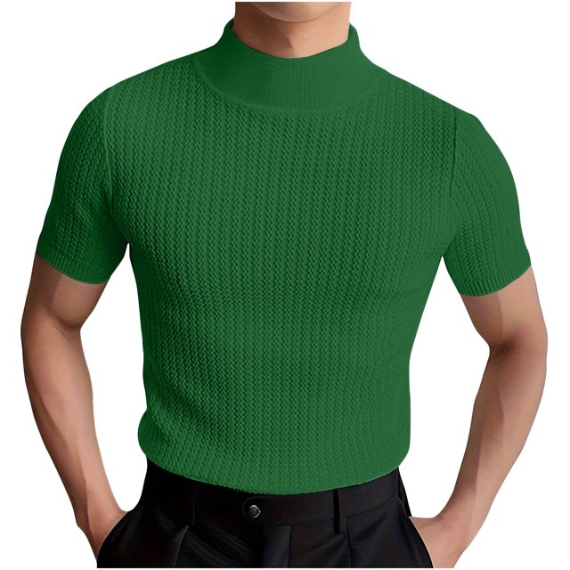 Birdeem Chemises pour Hommes Mode Été Tricot Décontracté Couleur Unie Manches Courtes Col Rond Blouse