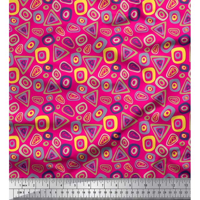 Soimoi Cotton Cambric Fabric Geometric Small Print Fabric by The Yard 42 Inch Wide