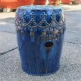 thumbnail image 1 of Pemberly Row Tasseled Drum Ceramic Garden Stool in Navy Blue, 1 of 1